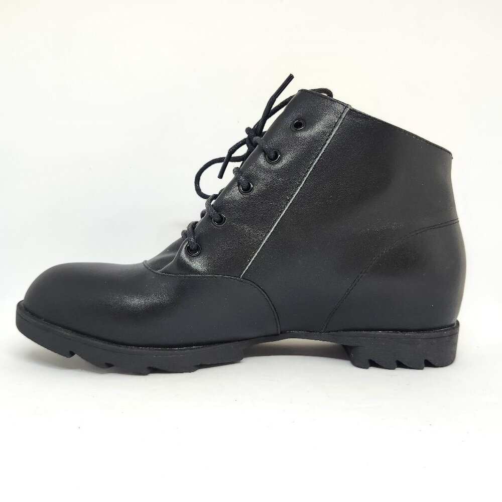 Kiss Kiss Women's Black Leather Ankle Booties W/Round Laces Size 38